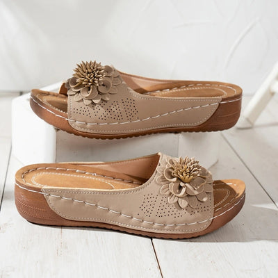 Dahlia - Floral Wedge Sandals