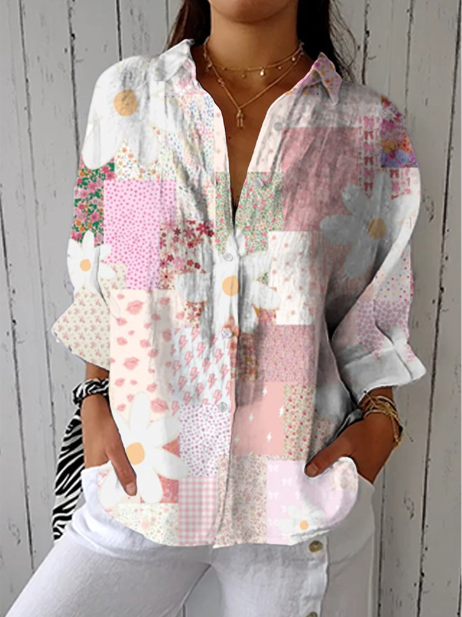 Clara - Printed Patchwork Blouse